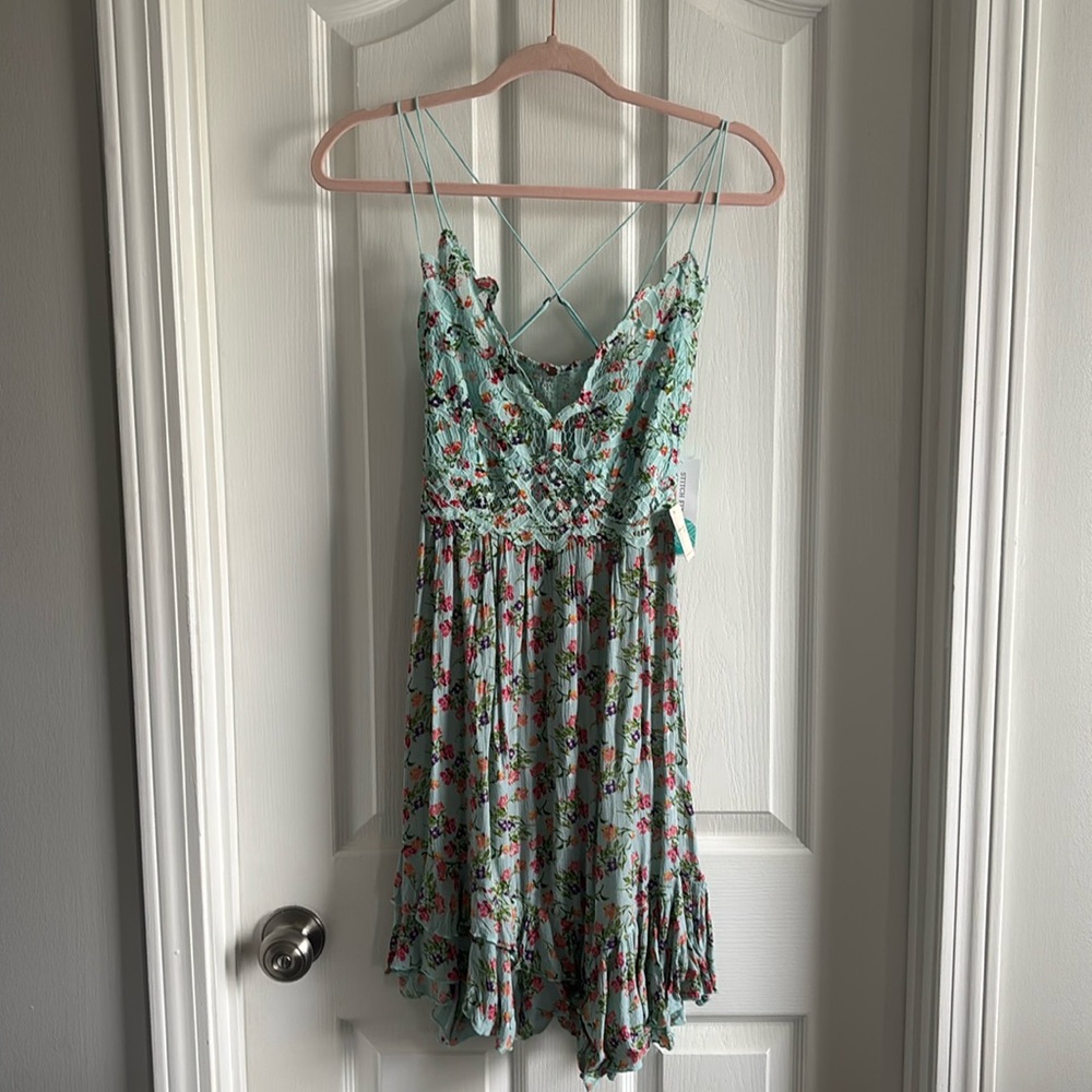 NWT Free People Blue Floral Adella Slip Dress